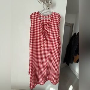 Linen Fox Red Gingham Linen Dress